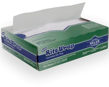 Rite-Wrap® Interfolded Lightweight Dry Waxed Deli Papers. 10.75 X 7.5 in. White. 6000 count.
