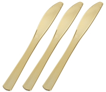Heavyweight Plastic Knives. 8 in. Gold. 400 count.