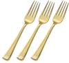 A Picture of product 964-522 Heavyweight Plastic Forks. 7.25 in. Gold. 400 count.