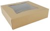 A Picture of product 969-919 SCT® Paperboard Window Bakery Boxes. 10 X 10 X 2 1/2 in. Kraft. 200/case.