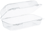 StayLock® Clear Hinged Lid Containers. 9 inch, medium, oblong. 9.0" x 5.4" x 3.5". 125 Containers/Sleeve.