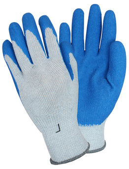 Latex Coated Knit Gloves. Size Large. Blue/Gray. 12 pair.