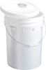 A Picture of product 560-201 Pail with Lid and Metal Handle.  5 Gallon Capacity.  Lid features Flexspout and gasket cover.  White Color.  High Density Polyethylene.