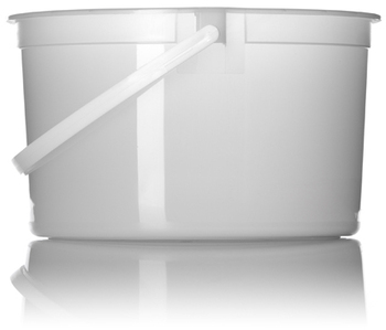 Round HDPE Plastic Tubs with Handles. 128 oz. Natural color. 120 count.