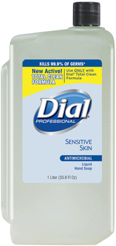 Liquid Dial® Antimicrobial Soap for Sensitive Skin, 1000mL Refill, 8/Carton