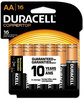 A Picture of product DUR-MN1500B16 Duracell® CopperTop® Alkaline Batteries with Duralock Power Preserve™ Technology, AA, 16/Pk