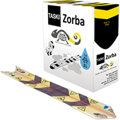 TASKI Zorba® Leak Lizard Absorbent Strips. 12 X 60 cm. Black and Yellow. 50 count.