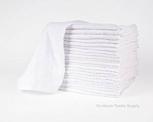 Bar Mop Towels White Cotton Kitchen Towels 16x19 Terry Cloth Pack of 12.