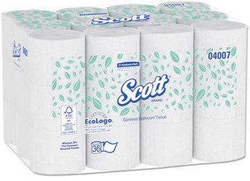 Scott® Coreless Two-Ply Standard Roll Bathroom Tissue,  1000 Sheets/Roll, 36 Rolls/Carton