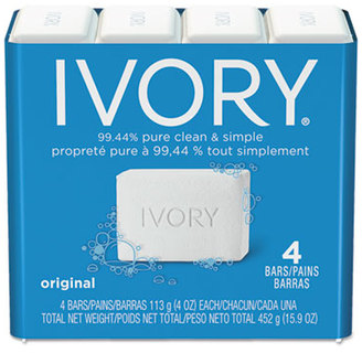 Ivory® Bar Soap, Original Scent, 4 oz, 4/Pack, 18 Packs/Case