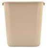 A Picture of product 966-887 Rubbermaid® Commercial Deskside Plastic Wastebasket, Rectangular, 7 Gal, Beige