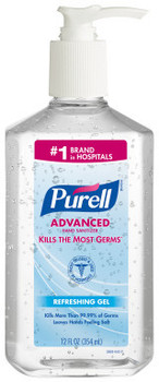 PURELL® Advanced Hand Sanitizer Gel in Pump Bottles. 12 fl oz. 12 bottles/case.