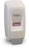A Picture of product 672-203 GOJO® 800 Series Bag-in-Box Push-Style Dispenser for GOJO® Lotion Soap. 5.12 X 5.69 X 11.06 in. White.