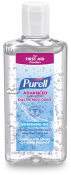 PURELL® Advanced Hand Sanitizer Gel in Portable Flip Cap Bottles. 4 fl oz. 24 Bottles/Case.