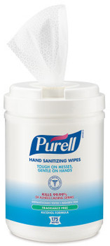 PURELL® Alcohol Formulation Sanitizing Wipes,  Alcohol Formulation, 6 x 7, White, 175 Wipes/Canister, 6 Canisters/Case