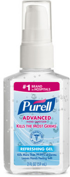 PURELL® Advanced Hand Sanitizer Gel in Personal Pump Bottle. 2 fl oz. 24 Bottles/Case.