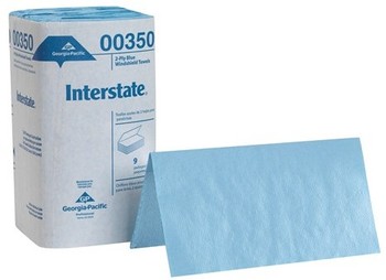 Interstate® Two-Ply Singlefold Auto Care Paper Wipers,  9 .5" x 10.2", 250/Pack, 9 Packs/Carton