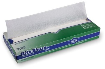 Rite-Wrap® Interfolded Dry Wax Deli Paper.  15" x 10.75".  White Color.  500 Sheets/Box.