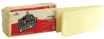 Brawny Industrial™ Dusting Cloths - Quarter Fold.  24" x 24".  Yellow Color.  50 Cloths/Package.