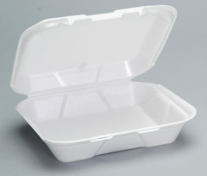 Genpak® Snap It™ Hinged-Lid Foam Food Container,  Small, 1-Comp, White, 8-7/16x7-5/8x2-3/8, 100/Bag