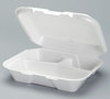 A Picture of product 217-717 Genpak® Snap It™ Hinged-Lid Foam Food Container,  3-Compartment, 8-4/9" x 7-5/8" x 2-3/8", White, 200/Case