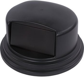 Bronco™ Round Waste Container Dome Lid With Hinged Door 44 and 55 Gallon. Black.