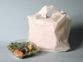 Unprinted Take Out Bags with Wave Top Handles. 21 X 18 in. 1.25 mil. White. 500 count.