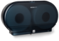 A Picture of product 888-506 Silhouette® Side-By-Side Jumbo Bath Tissue Dispenser.  Black Translucent.
