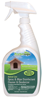 ProVetLogic Animal Care Spray & Wipe Disinfectant.  32 oz. Bottle.  12 Bottles/Case.