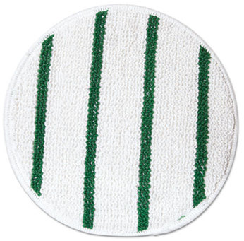 Low Profile Scrub-Strip Carpet Bonnet, 17" Diameter, White/Green,