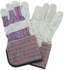 A Picture of product STZ-X7154 Gunn Cut Leather Gloves with Rubberized 4 1/2 in. Gauntlet Cuffs. Men's Size. Red, Blue, and Black. 10 dozen.