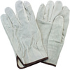 A Picture of product STZ-X7230 Cow Leather Driver's Gloves with Straight Thumbs. Size Small.  Gray with Red Hem. 10 dozen.