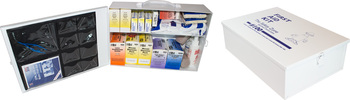 100 Person Metal First Aid Kit with Wall Mountable Clips.