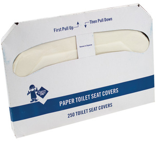 White Disposable Toilet Seat Covers.  250/Box, 20 Boxes/Case.