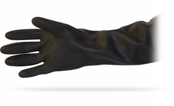 Heavy Duty Unlined Latex Potscrubber Gloves. Size Large. 40 mil. 16 in. Black. 12 count.