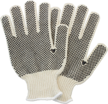 The Safety Zone® Premium Cotton Polyester String Knit Gloves with PVC Dotted Grip. Mens/Large. 12 count.