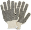 A Picture of product 982-892 The Safety Zone® Premium Cotton Polyester String Knit Gloves with PVC Dotted Grip. Mens/Large. 12 count.