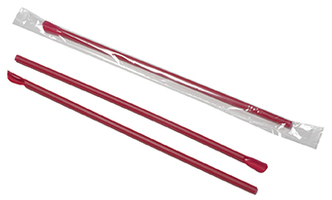 Jumbo Wrapped Spoon Straws. 10.25 in. Red. 5400 count.