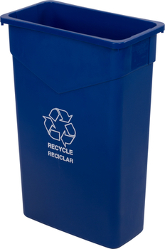 TrimLine™ Rectangular "RECYCLE" Waste Container/Trash Can. 11 X 20 X 30 in. 23 gal. Blue.