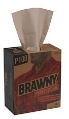 Brawny Professional® Light Duty 2-Ply Paper Wipers.  20 Boxes/Case. 148 Wipers/Box.  8" x 12.5" Sheet. P100 Disposable Cleaning Towel, Tall Box, Brown