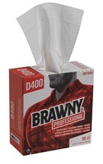 Brawny Professional™ Premium All Purpose DRC Wipers.  9.25" x 16.3".  90 Wipers/Pop-Up Box D400 Disposable Cleaning Towel Tall Box, White, 10 Boxes/Case