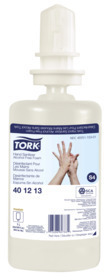 Tork® Premium Alcohol-Free Foam Hand Sanitizer. 33.8 oz. 6 count. (Dispensers: #964-653 Tork® Foam Skincare Manual Dispenser #964-638 Tork® Foam Skincare Automatic Dispenser)