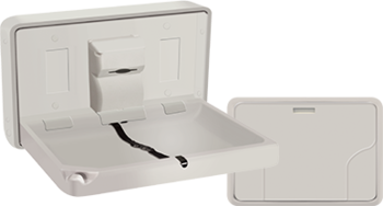 Horizontal Surface Mounted Plastic Baby Changing Station. Gray.