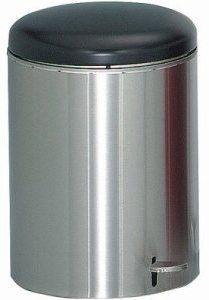 Round Stainless Steel Step On Waste Can with Plastic Liner. 11 X 16 in. 4 gal.