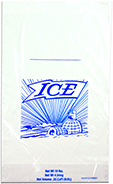 Printed 20 lb. Ice Bag on Header -- use with Ice Bagger, 14" x 26" + 4" BG + 1.5" LP, 1.75 Mil, 500/Case
