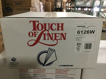 MERFIN® Touch of Linen® Napkins. 12" x 17" in. White. 50 Napkins/Pack, 20 Packs/Case, 1,000 Napkins/Case.