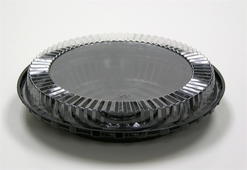 Showpie® Pie Containers with Shallow Dome Lids. 36 oz. 9 in. Black and Clear. 125 count.