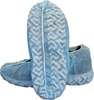A Picture of product 970-990 Disposable Polypropylene Shoe Cover with Tread. Size Large. Blue. 300 count. Dispenser Boxed